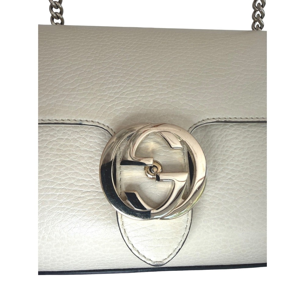 Gucci Interlocking G Dollar Calfskin Chain Crossbody Bag Cream White Dust Bag - Picture 11 of 14